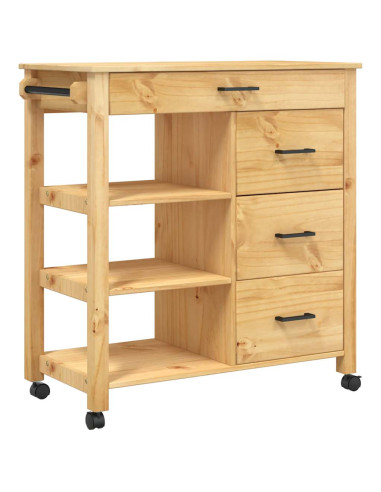Carrello da Cucina MONZA 84x40x88,5 cm in Legno Massello di Pino