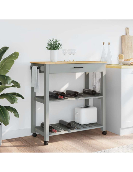 Carrello da Cucina MONZA 84x40x88,5 cm in Legno Massello di Pino