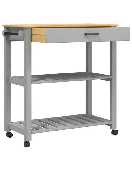 Carrello da Cucina MONZA 84x40x88,5 cm in Legno Massello di Pino