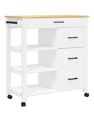 Carrello da Cucina MONZA 84x40x88,5 cm in Legno Massello di Pino