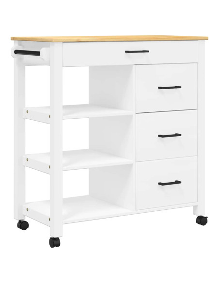 Carrello da Cucina MONZA 84x40x88,5 cm in Legno Massello di Pino