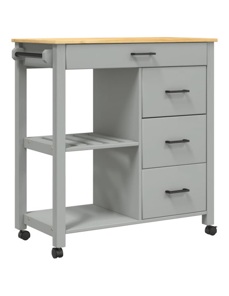 Carrello da Cucina MONZA 84x40x88,5 cm in Legno Massello di Pino