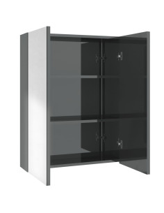 Armadietto a Specchio per Bagno 60x15x75 cm MDF Grigio Lucido