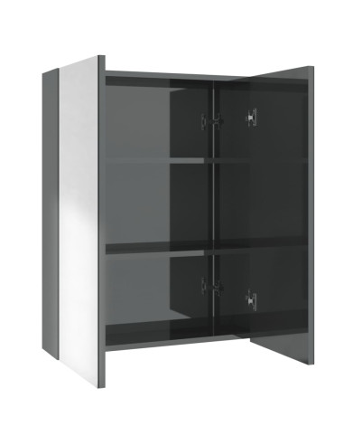 Armadietto a Specchio per Bagno 60x15x75 cm MDF Grigio Lucido