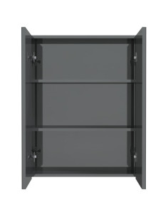 Armadietto a Specchio per Bagno 60x15x75 cm MDF Grigio Lucido 2