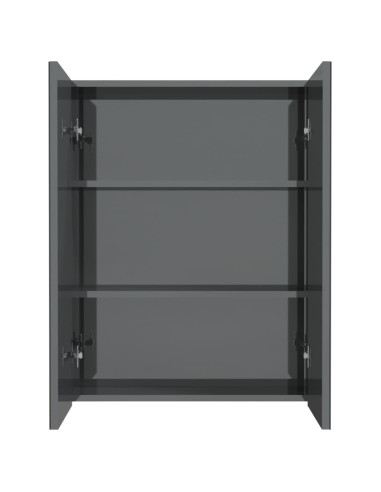 Armadietto a Specchio per Bagno 60x15x75 cm MDF Grigio Lucido