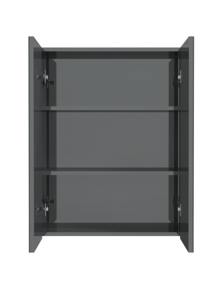 Armadietto a Specchio per Bagno 60x15x75 cm MDF Grigio Lucido