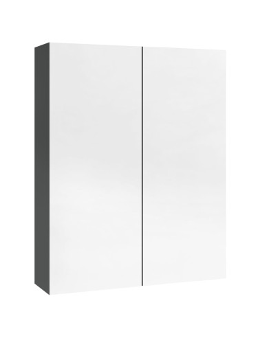 Armadietto a Specchio per Bagno 60x15x75 cm MDF Grigio Lucido