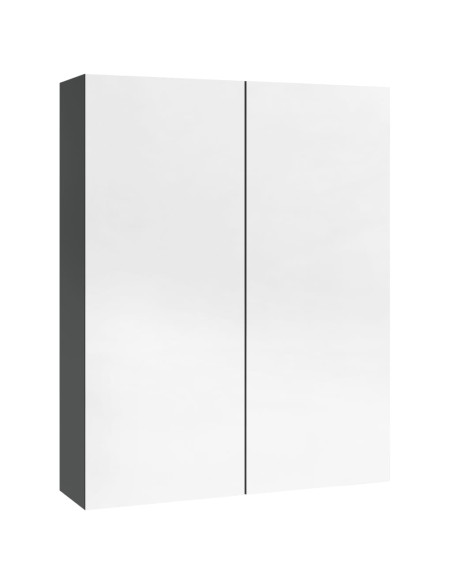 Armadietto a Specchio per Bagno 60x15x75 cm MDF Grigio Lucido
