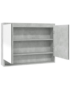 Armadietto Bagno con Specchio 80x15x60 cm in MDF Grigio Cemento