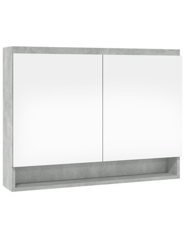 Armadietto Bagno con Specchio 80x15x60 cm in MDF Grigio Cemento