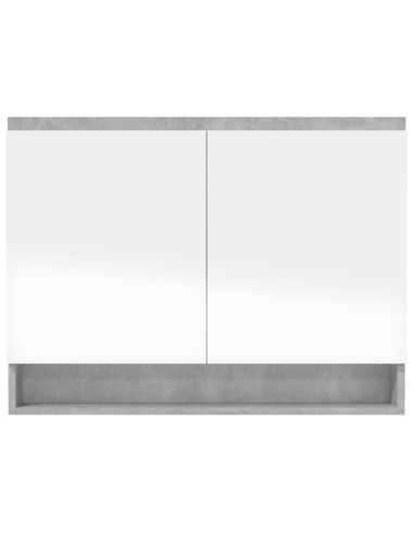 Armadietto Bagno con Specchio 80x15x60 cm in MDF Grigio Cemento