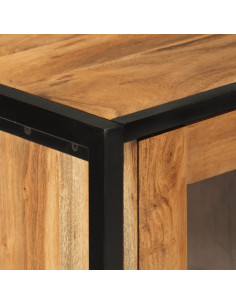 Set Mobili da Bagno 3 pz in Ferro e Legno Massello di Acacia