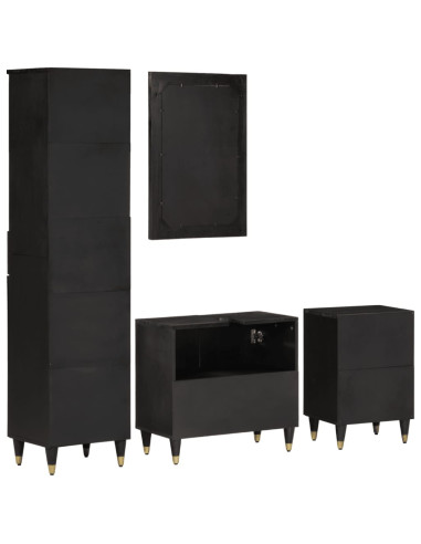 Set Mobili da Bagno 4 pz in Legno Massello di Mango