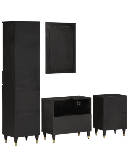 Set Mobili da Bagno 4 pz in Legno Massello di Mango