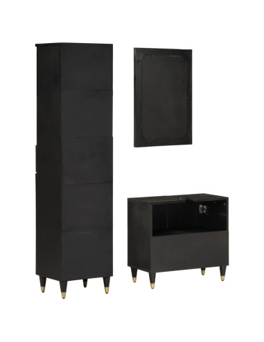 Set Mobili da Bagno 3pz in Legno Massello di Mango