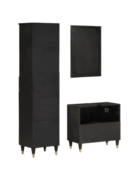 Set Mobili da Bagno 3pz in Legno Massello di Mango