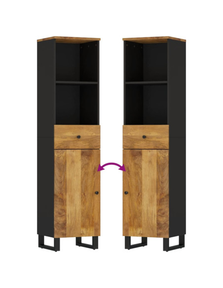 Set Mobili da Bagno 3pz in Legno Massello di Mango