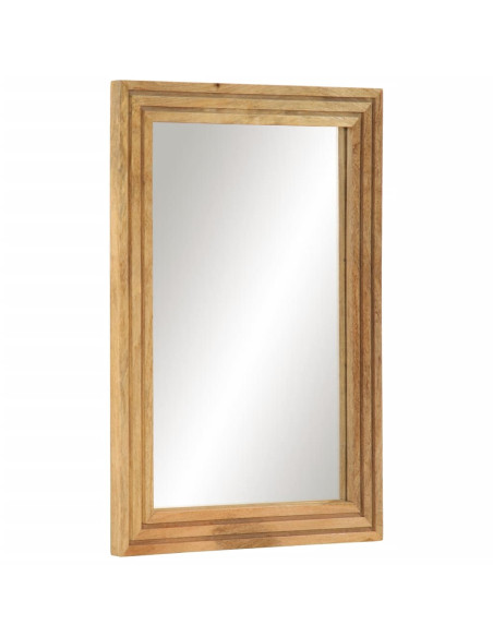 Specchio da Bagno 50x70 cm in Legno Grezzo di Mango e Vetro