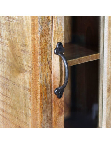 Armadio Vanity Specchiera 2 Armadietti Legno Massello di Mango