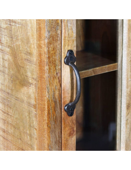 Armadio Vanity Specchiera 2 Armadietti Legno Massello di Mango