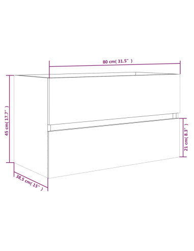 Mobile Bagno con Lavabo Integrato Rovere Fumo Legno Multistrato