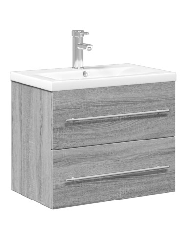 Mobile da Bagno con Lavabo Integrato Grigio Sonoma