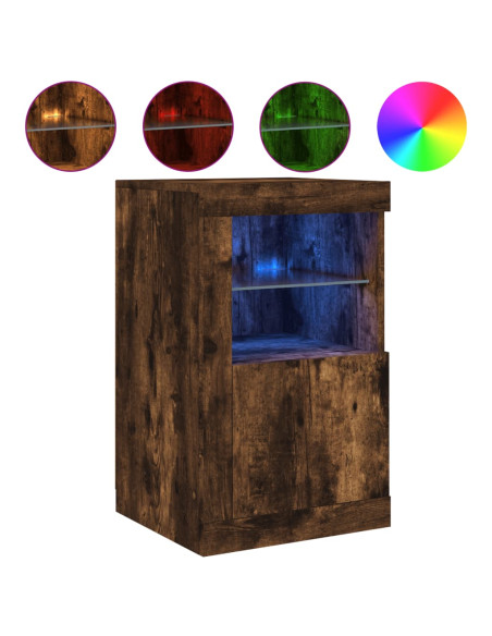 Armadietti con Luci LED 2pz Rovere Fumo in Legno Multistrato