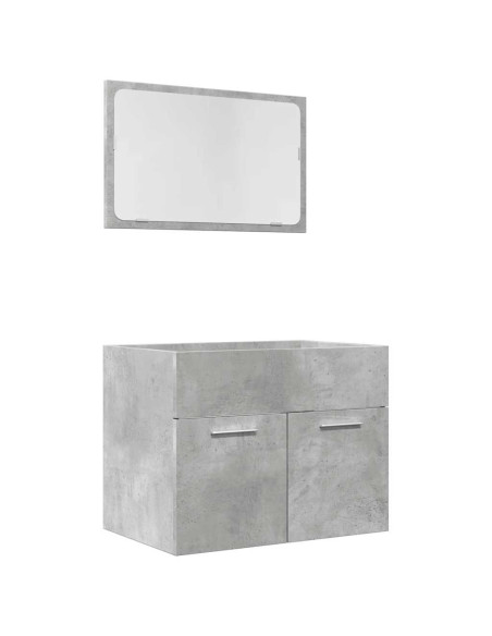 Set Mobili da Bagno 2 pz Grigio Cemento in Legno Multistrato