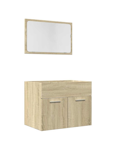 Set Mobili da Bagno 2 pz Rovere Sonoma in Legno Multistrato
