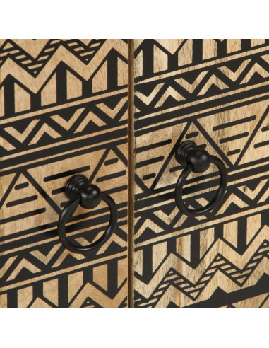 Mobile Lavabo da Bagno Nero 62x33x58 cm Legno Massello di Mango