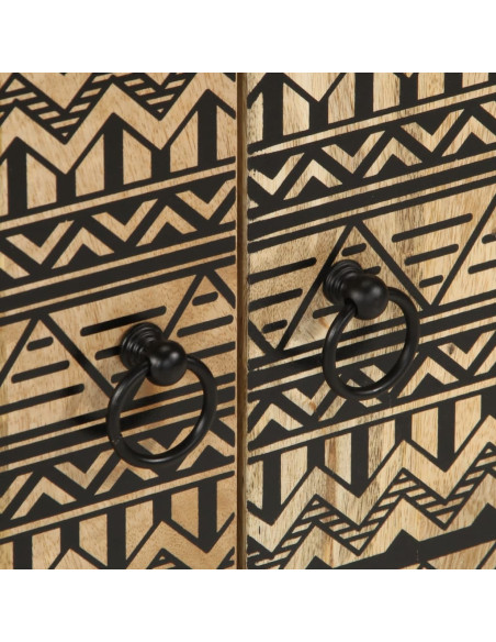 Mobile Lavabo da Bagno Nero 62x33x58 cm Legno Massello di Mango