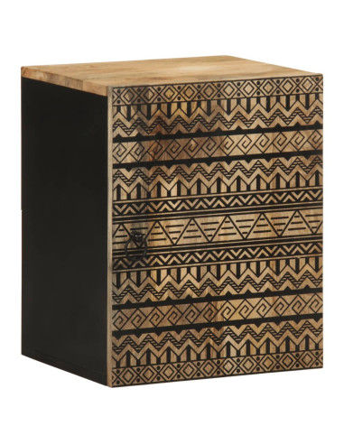 Mobile Pensile da Bagno Nero 38x33,5x48 cm Legno Massello Mango