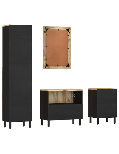 Set Mobili da Bagno 4 pz in Legno Massello di Mango