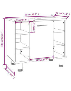Set Mobili da Bagno 3 pz Grigio Sonoma in Legno Multistrato
