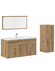 Set Mobili da Bagno 3 pz Rovere Artigianale Legno Multistrato