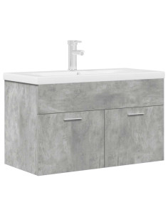 Mobile da Bagno con Lavabo Integrato e Rubinetto Grigio Cemento