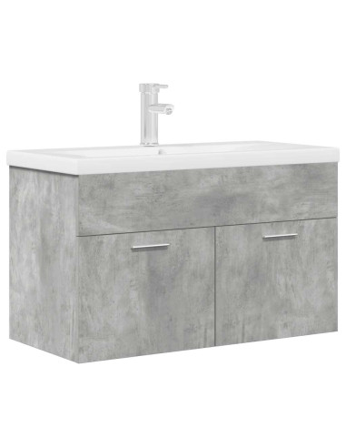 Mobile da Bagno con Lavabo Integrato e Rubinetto Grigio Cemento