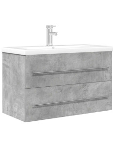Set Mobili da Bagno 2 pz Grigio Cemento in Legno Multistrato