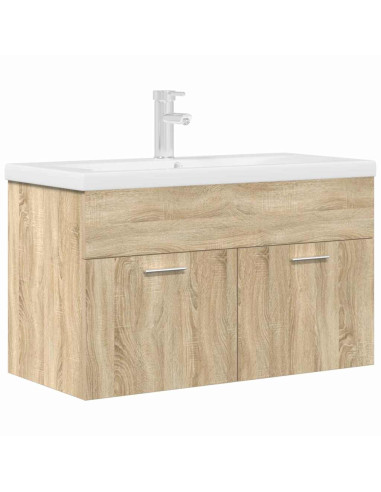 Mobile da Bagno con Lavabo Integrato e Rubinetto Rovere Sonoma