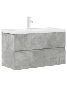Set Mobili da Bagno 2 pz Grigio Cemento in Legno Multistrato