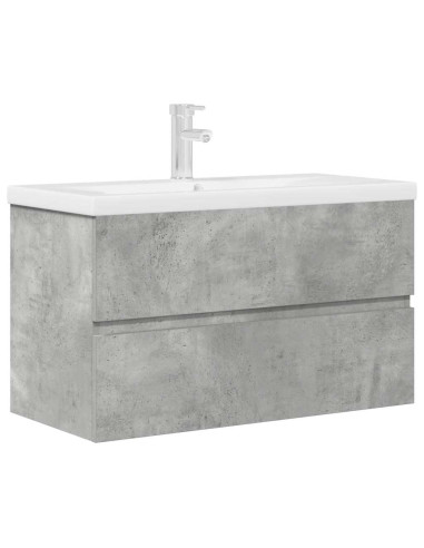 Set Mobili da Bagno 2 pz Grigio Cemento in Legno Multistrato