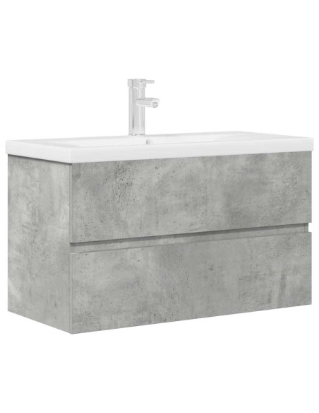 Set Mobili da Bagno 2 pz Grigio Cemento in Legno Multistrato