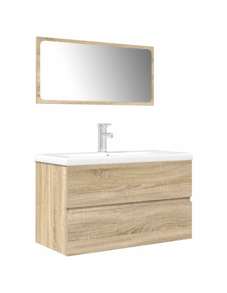 Set Mobili da Bagno 3 pz Rovere Sonoma in Legno Multistrato