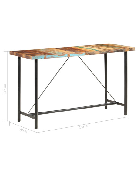 Set da Bar 7 pz in Legno Massello di Recupero e Vera Pelle