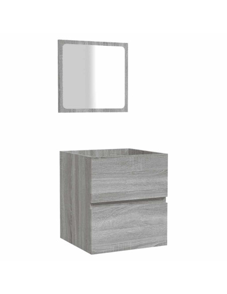Mobile da Bagno con Specchio Grigio Sonoma in Legno Multistrato