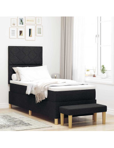 Letto a molle con materasso Nero 80 x 200 cm Tessuto