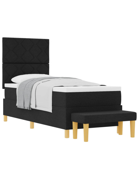 Letto a molle con materasso Nero 80 x 200 cm Tessuto
