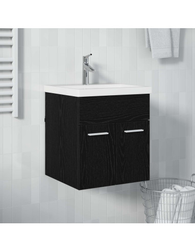 Armadio sottolavello con porta Rovere Nero 41 x 38,5 x 46 cm