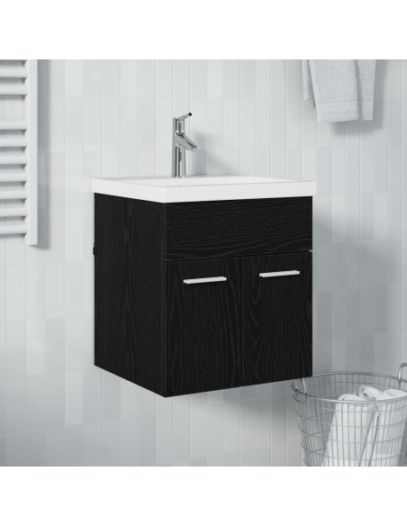 Armadio sottolavello con porta Rovere Nero 41 x 38,5 x 46 cm